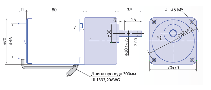 Чертеж мотор-редуктора 3IK15RGN-C асинхронного однофазного 220 В